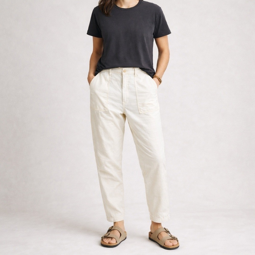 Madewell Griff Tapered Fatigue Cotton Cargo Pants Adjustable Waist Size 27